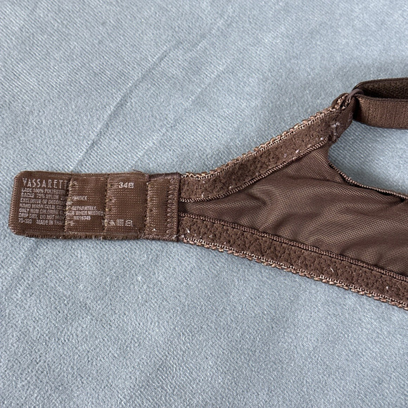 Vintage Vassarette Push Up Bra Size 34B 75-320 Lace Soft Padded Underwire Brown - Picture 7 of 8